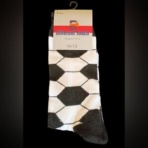 Different Touch Men's Black White Soccer Ball Novelty Dress Casual Socks 10-13
